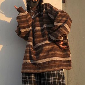 Striped Sweaters Women Oversize Pullovers Autumn Winter Knit Sweater Hip Hop Ulzzang BF Unisex Jumper Ladies Retro Couples Tops
