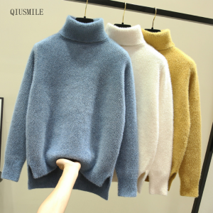 Loose Turtleneck Sweaters Women Autumn Winter Long Sleeve Knitted Pullovers Female Thick Cashmere Bottoming Shirt Jumpers Tops
