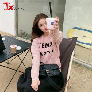 2021 New Spring Women Fashion Luxury Letter Pattern Pullovers Female High Quality Brand Autumn Tops Ladies Embroidery Sweaters