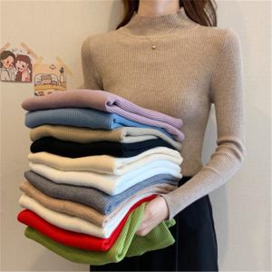 New Women Pullovers Sweater Autumn Winter Turtleneck Knitted Sweater Women Tops Long Sleeve Short Slim Girls vintage