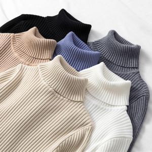 Women Casual Turtleneck Knitted Sweater Lady Winter Warm Fashion Korean Harajuku Elastic Long Sleeves Solid Pullovers Sweater
