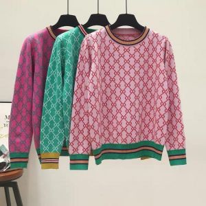 HGTE Autumn And Winter New Loose Knit Sweater Korean Style Pullover Round Neck Geometric Clash Jacquard Casual Sweater Jumper