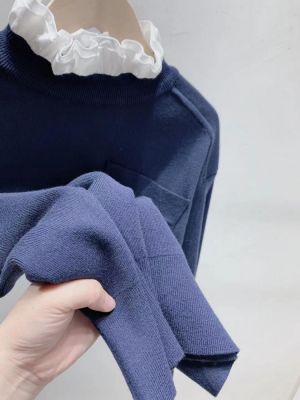 Women Stitching Ruffles Sweater Letter Embroidery Long Sleeve Autumn Winter 2021 New Female Jumper
