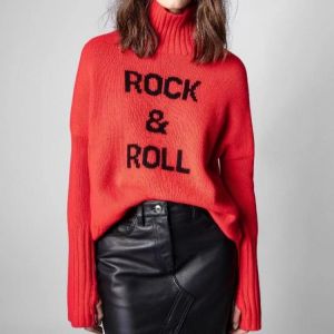 100% Cashmere Women Knit Sweaters  Long Sleeve Simple Red Letter Jacquard Hem Slit Autumn Winter Female Casual Jumper New 2021