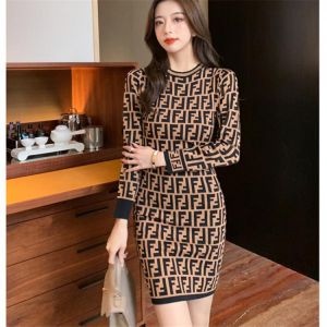 Autumn Winter Fashion New Style Mid-Length Round Neck Long Sleeve Letter Jacquard Knitting Base Sweater Women Trendy 246