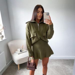 Willshela Women Fashion Knit Sweater Long sleeves High Collar with Zipper Knitwear Casual Knitted sweaters Pullover Woman Tops