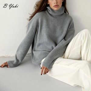 Blessyuki Winter Oversized Turtleneck Knitted Cashmere Sweater Female Solid Casual Long Sleeve Pullovers Women Warm Jumper New