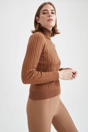 Defacto Woman Tricot Knitted Pullover 2021 Autumn Winter Fitted Turtle Neck Long Sleeve Knitted Sweater-U8702AZ21WN