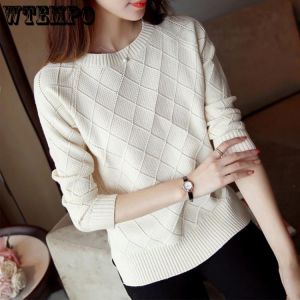 Sweaters Women Knitted Pullover Tops Long Sleeve Female O-Neck Plus Sizes Solid Autumn Winter Sweater Female Pullover Tops Slim