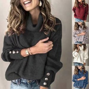Wool Women's Sweater Winter Warm Turtlenecks Casual Lantern Sleeve Loose Oversized Lady Sweaters Knitted Pullover Top Pull Fe