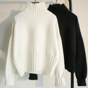 High Quality 2021 Autumn Winter Turtleneck Pullover Sweater Women Plus Size Knitted Sweaters Jumpers Soft White Black Sweater