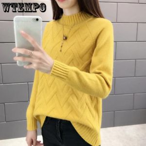 Sweaters Women Turtleneck Pullovers Female Knitted Oversize Sweater Long Sleeve  Autumn Winter Bottoming Tops Basic Office 2021
