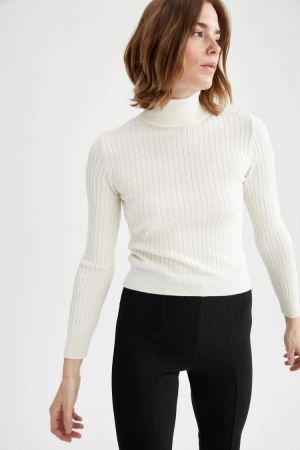 DeFacto Autumn Woman Tricot Basic Turtleneck Slim Fit Knitwear Sweater Female Fashion-T0271AZ21AU