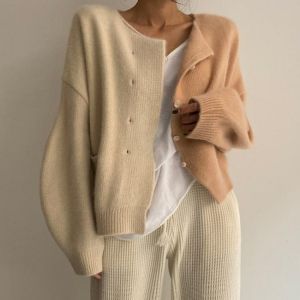 Women Long Sleeve Knitted Cardigan Jackets New 2021 Autumn Korean Simple Style Loose Comfortable Female Casual Sweaters W574