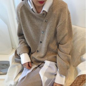 2021 Fall Sweater Cardigan Woman Cashmere Sweaters Women Clothes Korean O-Neck Cropped Winter Long Sleeve Kumper oversized Wool