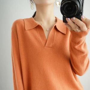 High quality autumn and winter 100% wool cashmere sweater women's loose casual knitting women's V-neck pullover top New 