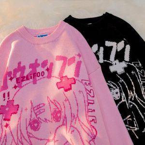 sweater women O-neck knitted sweater animal print winter thick female pullovers casual tops oversized sweater Loose-fitting y2k