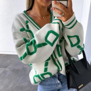 New Loose Women Autumn Winter Knitted Cardiagn Casual V-neck Drop-shoulder Sleeve Sweater Coat Female Chic Crochet Outerwear ins