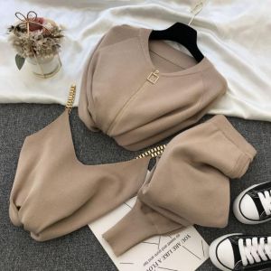 woman jacket Fashion women's suit 2020 autumn new sweet temperament chain vest knitted casual jacket + three-piece elastic pa