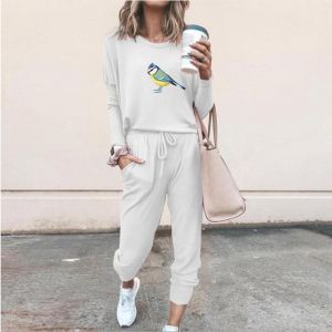 2021 new cross-border European and American women's clothing urban leisure sports suit autumn and winter clothing printing