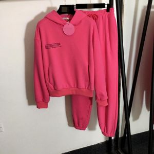 Solid Fleece Hoodies Sweatpants Tracksuit Women 100% Cotton Letter Print Hooded Sweatshirts Pants Two Piece Set