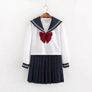 Sailor suit female Japanese jk uniform student jacket Korean style long and short skirt navy cute sleeve college style school