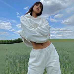 Women Cotton Solid Sets for Women Hoodie Sweatshirts and Long Pant Fashion Two Piece Sets Ladies Print Letter Sweatshirt Suits