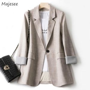 Blazers Women Trendy Patchwork Korean Chic Spring Loose Pockets Ladies Elegant Coats Single Button Minimalist Tops Plus Size 4XL