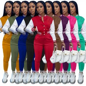 Autumn Winter Women Two Piece Set Baseball Suit Women's Jacket MLB Sport Casual  Tracksuit Outfits Varsity Bomber Jacket
