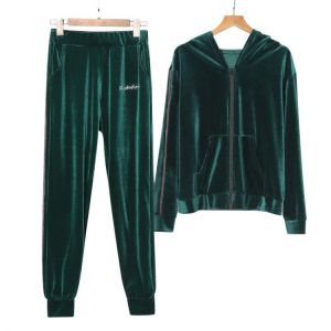 2021 Fashion Women Tracksuits Long Sleeve Zipper Hooded Loose Clothing  2 Piece Set Suits Ladies Casual Velvet Trackpants