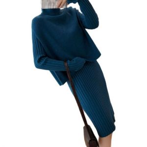 Fashion women's suit 2020 autumn and winter new temperament knitted skirt dress + sweater vest two-piece