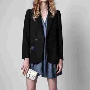 2021 Autumn / Spring New Sequined Pattern Long Sleeve V Neck Blazer Women Blazer