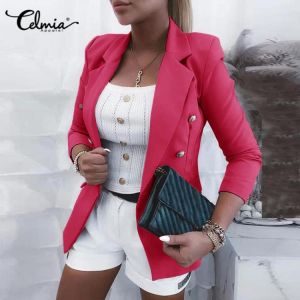 Celmia Women Suit Blazer 2021 Autumn Casual Elegant Long Sleeve Suit Coat Casual Double Breasted OL Style Party Formal Outerwear