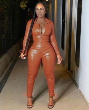 Echoine PU Leather Zipper Short Jacket and Grommet Lace Up PU Pants Set Two Piece Set Bandage Biker Bodycon Club Outfits Street