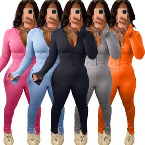 2021 Autumn Tracksuit Women Two Piece Set Jacket Coat And Long Pants Split Out Skinny Sportsuit Clothes For Women Outfit