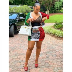 Omancady Two Peice Set For Women Casual Print Cardigan Buttons T Shirt Crop Top & Mini Skirt Set Sexy Skinny Women Suits Femal