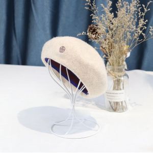 Wool beret lady autumn winter new pearl mesh decorative wool hat fashionable elegant wool hat