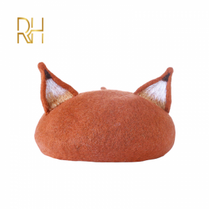 New Retro Women's Cute Fox Ear Woolen Beret Caps Real Wool Casual Warm Painter Hat Handmade Nick Cat Ear Beret Hat Hot Gift R