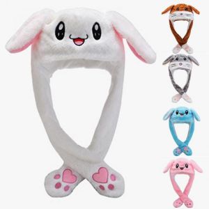2021 New Rabbit Women's Hat Beanie Plush Can Moving Bunny Ears Hat with Shine Earflaps Movable Ears Hat for Women/Child/Girls