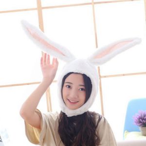 Women Men Funny Plush Ears Hood Hat Cute Rabbit Eastern Cosplay Costume Accessory Headwear Halloween Party Props
