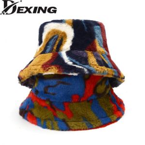 Autumn Winter Korea Faux Fur Warm Bucket Hats Women Fashion Soft Velvet Wide Brim  Fisherman Hat Ladies Outdoor  furly hat