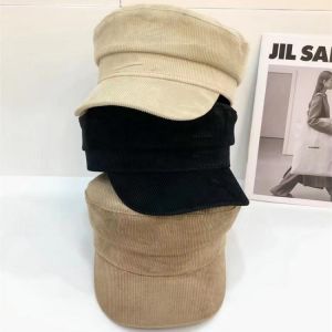 Fashion Hats For Women Winter Military Hat Korean Leather Flat Top Navy Cap Simple Outdoor Street Retro Beret