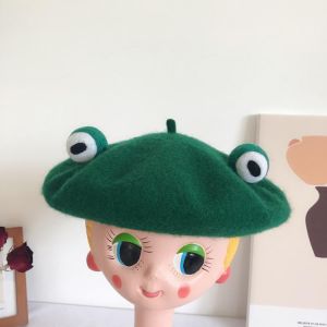DIY beret hat female autumn wool felt painter hat animal frog retro art handmade hat warm winter thick