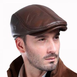 Men's outdoor leather hat winter Berets male warm Ear protection cap 100% genuine leather dad hat wholesale Leisure bone
