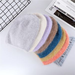 Winter Hat for Women Angora Rabbit Wool Knitted Beanies Thick Warm Vogue Ladies Hat Female Beanie Hats Bright Color For Girls