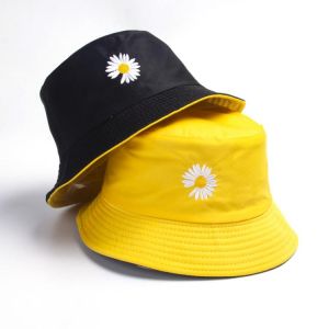 Women Bucket Fishing Hats Embroidery Daisies Cap Double-sided Wear Spring lady Fisherman Hat Panama Casual hat for Women Gifts