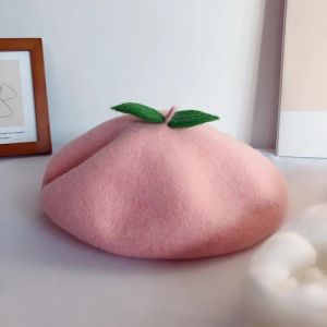 Women's handmade beret holiday peach cute fruit painter hat autumn and winter girl French beanie high quality wholesale