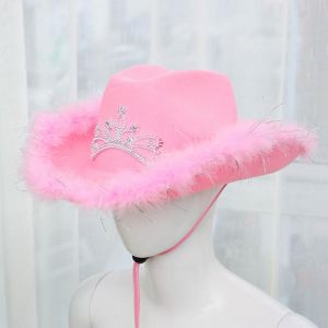 2021 Autumn Women'S Western Cowboy Hats Birthday Holiday Party With Sequin Fluffy Hats Street Casual Cowboy Hats For Women