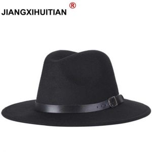 free shipping 2020 new Fashion men fedoras women's fashion jazz hat summer spring black woolen blend cap outdoor casual hat X
