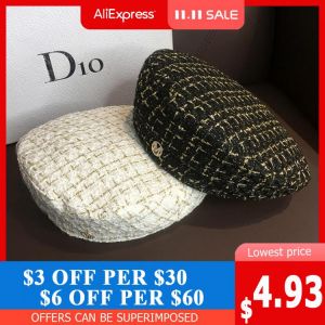 K219 Women's Hat Beret Hat Ins Tide Retro Woven Octagonal Hat Spring And Autumn Korean Version Of The Wild Painter Hat Lattic